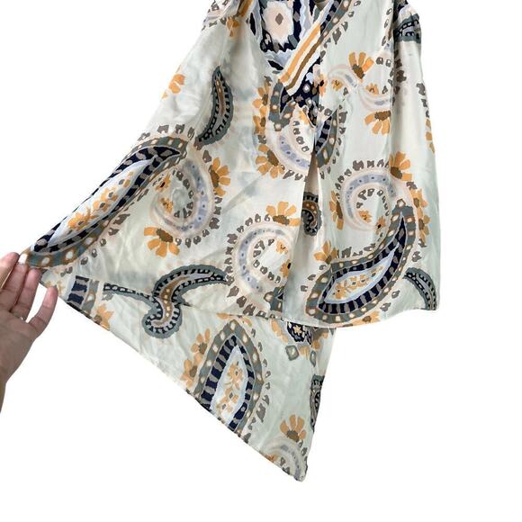 Anthropologie HD in Paris Silk Moonset Asymmetric Tank Paisley Cream Orange, 4 - Picture 6 of 10